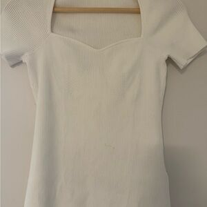 Maje White Ribbed Blouse